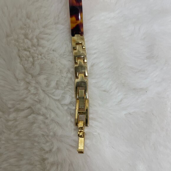 NWOT Beautiful Adrienne Vittadini Woman's Watch 8" Two-toned Gold/Tortoiseshell - Picture 6 of 7
